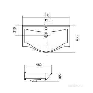 Раковина Santek Беверли 16.5x80x48 1WH302422