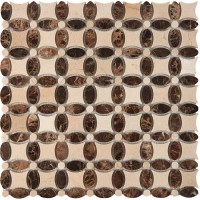 Мозаика Pixmosaic Каменная мозаика из мрамора Cream Marfil Dark Imperador на сетке 33.6x33.6 PIX283