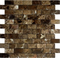 Мозаика Caramelle Mosaic Pietrine 7 mm Emperador Dark Pol 29.8x29.8 2.3x4.8