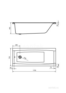 Ванна Santek Santorini 150x70x44 1WH302497