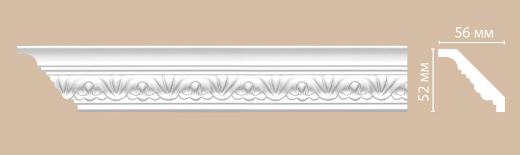 Плинтус потолочный с рисунком Decomaster 95609F гибкий (52x56x2400 мм)