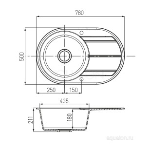 Мойка для кухни Акватон Амира 78x50x21.1 1A712932AI250