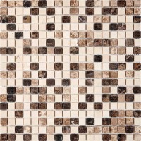 Мозаика Pixmosaic Каменная мозаика из мрамора Emperador Dark Light Crema Nova на сетке 30.5x30.5 PIX271