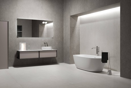 Керамогранит Janye Slab Microcement Glossy Putty White Text 120x270 JA3012M