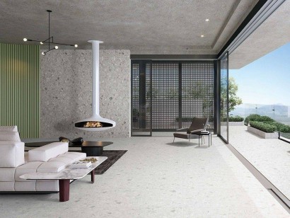 Спеченный камень Delfone Terrazzo light Grey 6 mm 120x270
