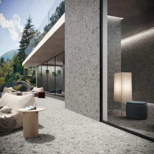 Спеченный камень Delfone Terrazzo light Grey 6 mm 120x270