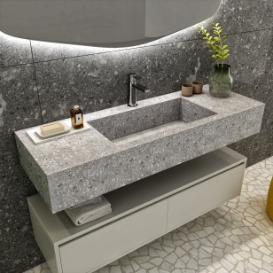 Спеченный камень Delfone Terrazzo light Grey 6 mm 120x270