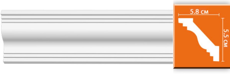 Плинтус потолочный гладкий Decomaster 96610 (55x58x2400 мм)