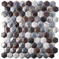 Стеклянная мозаика Vidrepur Hexagon Forest Mix 31.7x30.7