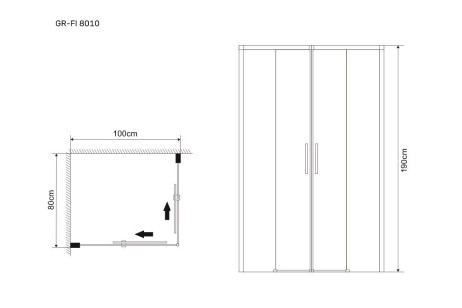 Душевое ограждение Grossman Fly прямоугольник двери раздвижные 80x100x190 GR-8010Fl