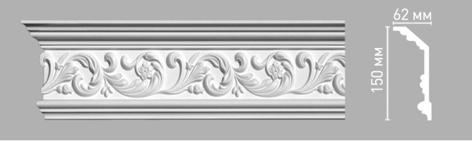 Плинтус потолочный с рисунком Decomaster-3 95094 (150х62х2400 мм)