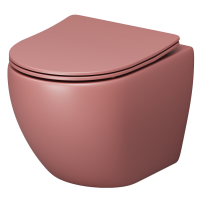 Унитаз Grossman Color розовый матовый подвесной безободковый с тонкой крышкой 495x365x375 GR-4455PIMS