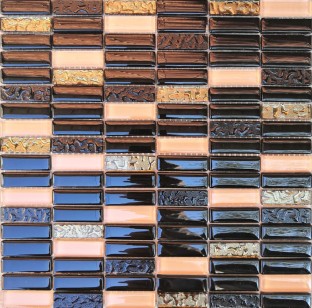 Мозаика Pixmosaic Glass Микс Черный 1.5x4.8 30x30 МС 1084