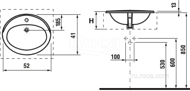 Раковина Roca Adora 41x52x18.5 327204000