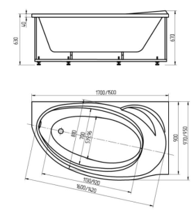Ванна Акватек Бетта 97x170x67 BET170-0000009