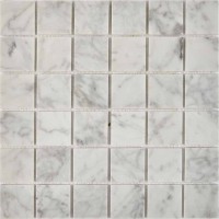 Мозаика Pixmosaic Каменная мозаика из мрамора Bianco Carrara на сетке 30.5x30.5 PIX238