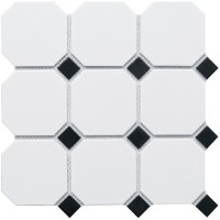Мозаика Starmosaic Geometry Octagon Big White Black Matt 30x30