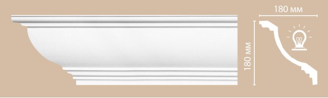 Плинтус потолочный гладкий Decomaster 96695 (180x180x2400 мм)