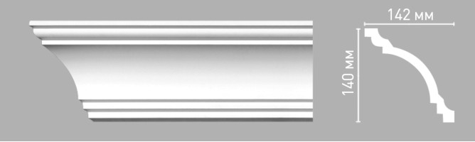 Плинтус потолочный гладкий Decomaster 96275/20 (140x142x2400 мм)