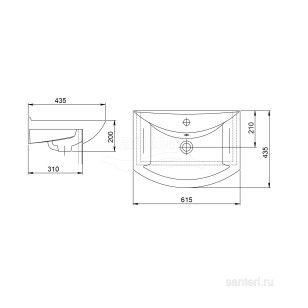 Раковина Santeri Грация 43.3x61x19.5 1.3120.3.S00.11B.0