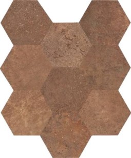 Мозаика Caesar Alchemy Copper 3D Hexagons Matt 28x34 на сетке