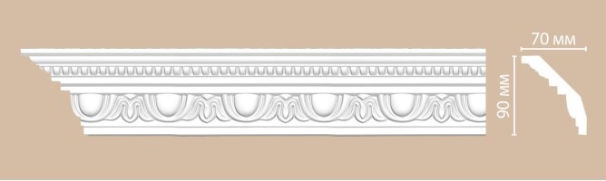 Плинтус потолочный с рисунком Decomaster 95769 (90x70x2400 мм)