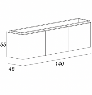 База под раковину Cezares Stylus 140x48x55 Grigio nuvola 55233