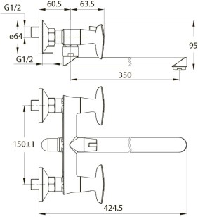 Смеситель для ванны Iddis Copter COPSBL2i10WA