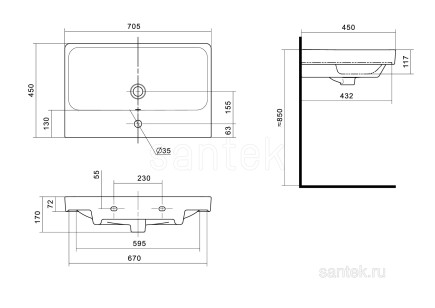 Раковина Santek Адриана 1WH501628