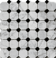 Мозаика Art and Natura Ceramica Octagon Pattern Bianco Carrara Nero Marquina 30.5x30.5