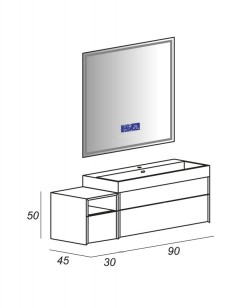 База под раковину Cezares Space 90x45x50 Bianco Rock 55030