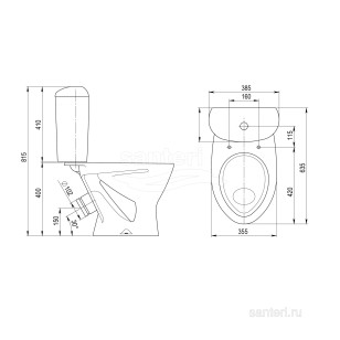 Унитаз-компакт Santeri Версия 63.5x38.5x81.5 1.P401.5.S00.00B.F