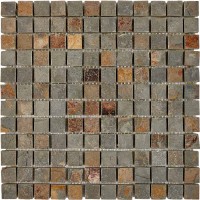 Мозаика Pixmosaic Каменная мозаика из сланца Slate Rusty на сетке 30.5x30.5 PIX299