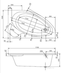 Ванна Santek Edera 170x100x47 1WH501662