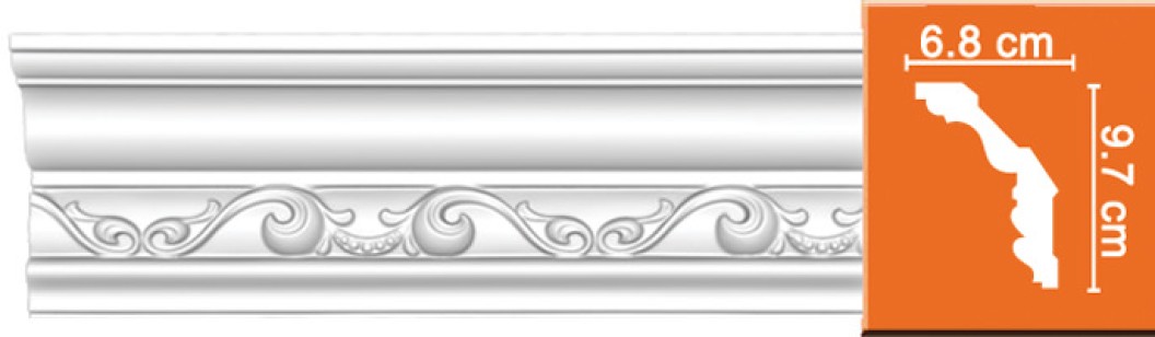 Плинтус потолочный с рисунком Decomaster DT9807 (97x68x2400 мм)