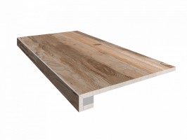 Ступень Estima Spanish Wood Beige неполированная (прямоугольный бортик + подступенок) 33x120 SP02