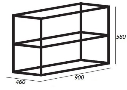 Двухъярусный стальной каркас под раковину Cezares Cadro 90x30x46 Nero CADRO-90/46/58-2C-SO-MET-ST