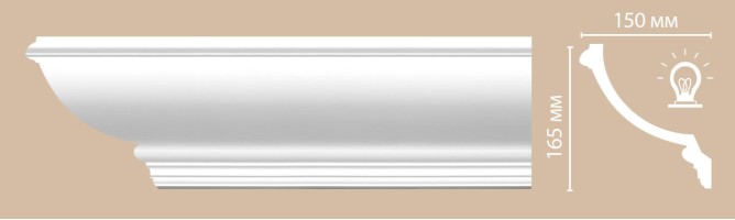 Плинтус потолочный гладкий Decomaster 96900 (165x150x2400 мм)