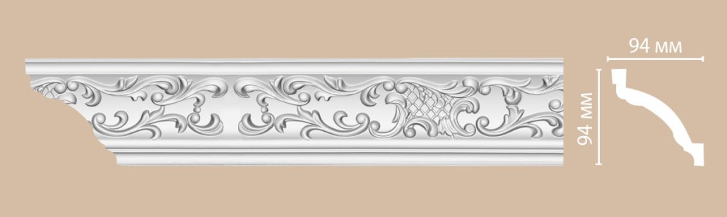 Плинтус потолочный с рисунком Decomaster 95292F гибкий (94x94x2400 мм)