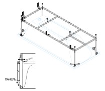 Металлический каркас для акриловой ванны Cezares 160x70 EMP-160-70-MF-R
