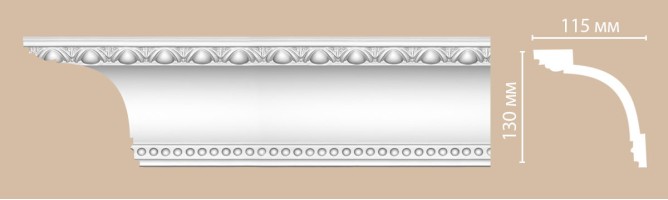 Плинтус потолочный с рисунком Decomaster DT-88107F гибкий (130x115x2400 мм)