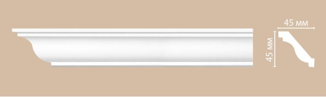 Плинтус потолочный гладкий Decomaster 96612F гибкий (45x45x2400 мм)