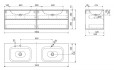 Раковина из литьевого мрамора накладная двойная Cezares Titan 200x53 TITAN-2000-2-LVB