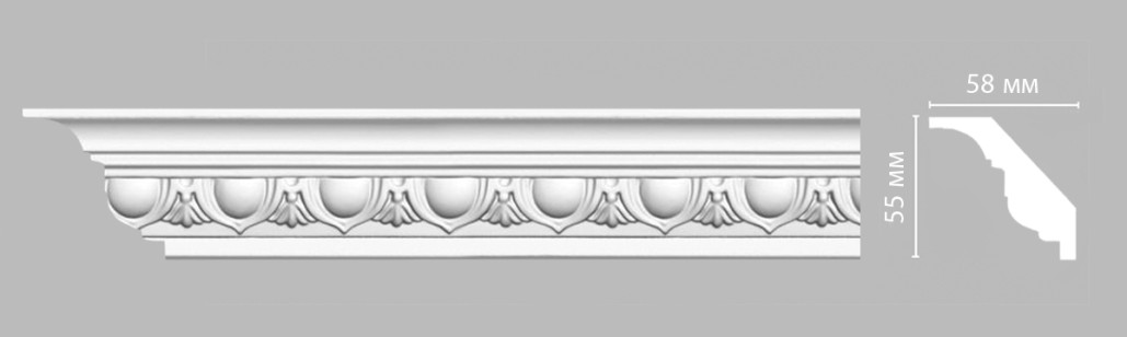 Плинтус потолочный с рисунком Decomaster-3 DT 13A (55x58x2400 мм)