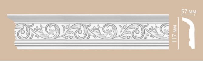 Плинтус потолочный с рисунком Decomaster 95343 (117x57x2400 мм)