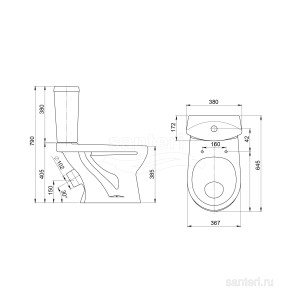 Унитаз-компакт Santeri Ультра 62.8x38x79 1.P401.3.S00.00B.F