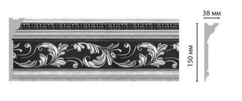 Плинтус потолочный с рисунком Decomaster D214-63 ШК/6 (150x38x2400 мм)