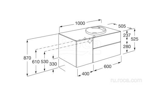Тумба под раковину Roca Beyond 50.5x100x52.5 851390402