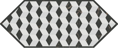 Декор Kerama Marazzi Келуш 4 черно-белый глянцевый 14x34 HGD/A483/35006