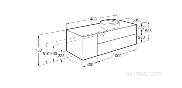 Тумба под раковину Roca Beyond 50.5x140x52.5 851405806